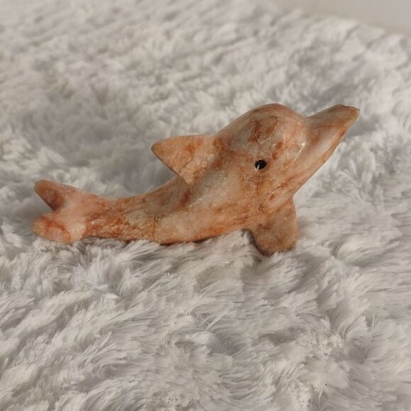 Carved Marble Dolphin Miniature Figurine - Picture 1 of 5